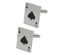 Cufflinks for Men + Presentation Box - Silver Colour - Ace of Spades