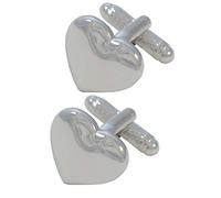 Cufflinks for Men + Presentation Box - Silver Colour - Love Heart - Brass Metal - Friendship Romantic Valentine - One Pair