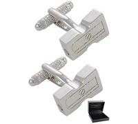 Cufflinks for Men + Presentation Box - Silver Colour - Pencil Sharpener - Solid Brass Metal - School Teacher Craft Art Artist Sketch Architect Engineer - One Pair