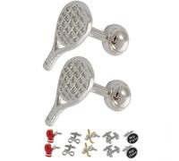 Cufflinks for Men + Presentation Box - Tennis - Tennis Racket - Match Grand Slam Player Sport Umpire - Solid Brass Metal - Silver Colour - One Pair