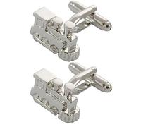 Cufflinks for Men + Presentation Box - Train Silver Colour - Steam Train - Brass Metal - Rail Railway Track Spotter Enthusiast Classic Bygone Era - One Pair