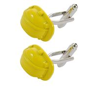 Cufflinks for Men + Presentation Box - Yellow - Hard Hat - Fun DIY Builder Construction Engineer Supervisor - One Pair