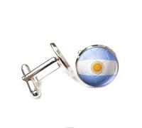 Cufflinks for Men Women with Argentina World Cup Flag Pattern Classic Round Men's Cufflinks Jewelry for Wedding Anniversary Business Party Events Tuxedo Dress Shirt
