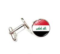 Cufflinks for Men Women with Iraq National Flag Pattern Classic Round Men's Cufflinks Jewelry for Wedding Anniversary Business Party Events Tuxedo Dress Shirt
