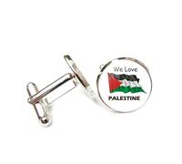 Cufflinks for Men Women with Palestinian Flag Map Pattern Classic Round Men's Cufflinks Jewelry for Wedding Anniversary Business Party Events Tuxedo Dress Shirt