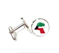 Cufflinks for Men Women with Palestinian Flag Map Pattern Classic Round Men's Cufflinks Jewelry for Wedding Anniversary Business Party Events Tuxedo Dress Shirt