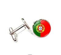 Cufflinks for Men Women with Portugal National Flag Pattern Classic Round Men's Cufflinks Jewelry for Wedding Anniversary Business Party Events Tuxedo Dress Shirt