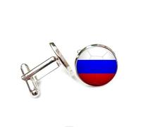 Cufflinks for Men Women with Russia World Cup Flag Pattern Classic Round Men's Cufflinks Jewelry for Wedding Anniversary Business Party Events Tuxedo Dress Shirt