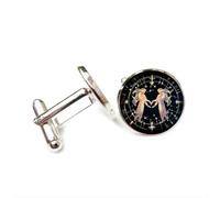 Cufflinks, Gemini Angel Classic Gradation Diffraction Luck Friend Gift, Versatile Twelve Zodiac Signs, Personalized Cuff Buckle, Shirt Accessory Gift For Father Husband Party Wedding Prom