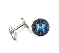 Cufflinks, Gemini Characters Electric Crystal Luck Friend Gift, Versatile Twelve Zodiac Signs, Personalized Cuff Buckle, Shirt Accessory Gift For Father Husband Party Wedding Prom
