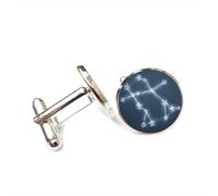 Cufflinks, Gemini Compass Microcosm Quantum Entanglement Luck Friend Gift, Versatile Twelve Zodiac Signs, Personalized Cuff Buckle, Shirt Accessory Gift For Father Husband Party Wedding