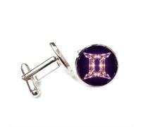Cufflinks, Gemini Cybernetics Electric Arc Crystal Luck Friend Gift, Versatile Twelve Zodiac Signs, Personalized Cuff Buckle, Shirt Accessory Gift For Father Husband Party Wedding Prom