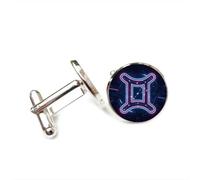 Cufflinks, Gemini Digital Hacker Cyber Neon Luck Friend Gift, Versatile Twelve Zodiac Signs, Personalized Cuff Buckle, Shirt Accessory Gift For Father Husband Party Wedding Prom