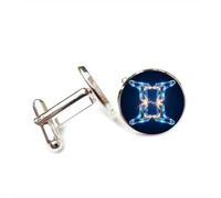 Cufflinks, Gemini Future Electric Broken Crystal Luck Friend Gift, Versatile Twelve Zodiac Signs, Personalized Cuff Buckle, Shirt Accessory Gift For Father Husband Party Wedding Prom