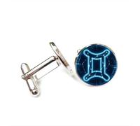 Cufflinks, Gemini Hacker Future Cyber Neon Luck Friend Gift, Versatile Twelve Zodiac Signs, Personalized Cuff Buckle, Shirt Accessory Gift For Father Husband Party Wedding Prom