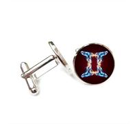Cufflinks, Gemini Novelty Electric Broken Crystal Luck Friend Gift, Versatile Twelve Zodiac Signs, Personalized Cuff Buckle, Shirt Accessory Gift For Father Husband Party Wedding Prom