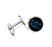 Cufflinks, Gemini Planet Chip Cyber Circuit Board Luck Friend Gift, Versatile Twelve Zodiac Signs, Personalized Cuff Buckle, Shirt Accessory Gift For Father Husband Party Wedding Prom