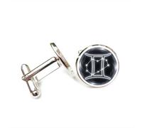 Cufflinks, Gemini Star Line Classic Cyber Neon Pray Luck Friend Gift, Versatile Twelve Zodiac Signs, Personalized Cuff Buckle, Shirt Accessory Gift For Father Husband Party Wedding Prom