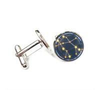 Cufflinks, Gemini Star Map Cybernetics Projection Luck Friend Gift, Versatile Twelve Zodiac Signs, Personalized Cuff Buckle, Shirt Accessory Gift For Father Husband Party Wedding Prom