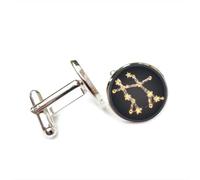 Cufflinks, Gemini Star Map Floating Electric Crystal Luck Friend Gift, Versatile Twelve Zodiac Signs, Personalized Cuff Buckle, Shirt Accessory Gift For Father Husband Party Wedding Prom