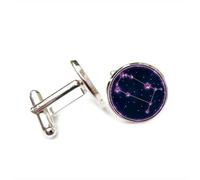 Cufflinks, Gemini Star Map Science Cyber Neon Luck Friend Gift, Versatile Twelve Zodiac Signs, Personalized Cuff Buckle, Shirt Accessory Gift For Father Husband Party Wedding Prom