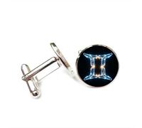 Cufflinks, Gemini Symbol Cybernetics Arc Crystal Luck Friend Gift, Versatile Twelve Zodiac Signs, Personalized Cuff Buckle, Shirt Accessory Gift For Father Husband Party Wedding Prom