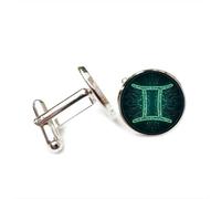 Cufflinks, Gemini Symbol Future Circuit Board Luck Friend Gift, Versatile Twelve Zodiac Signs, Personalized Cuff Buckle, Shirt Accessory Gift For Father Husband Party Wedding Prom