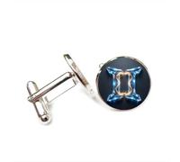 Cufflinks, Gemini Symbol Future Electric Arc Crystal Luck Friend Gift, Versatile Twelve Zodiac Signs, Personalized Cuff Buckle, Shirt Accessory Gift For Father Husband Party Wedding Prom