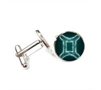 Cufflinks, Gemini Symbol Gradient Quantum Entanglement Luck Friend Gift, Versatile Twelve Zodiac Signs, Personalized Cuff Buckle, Shirt Accessory Gift For Father Husband Party Wedding