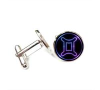 Cufflinks, Gemini Symbol Magic Diffraction Luck Friend Gift, Versatile Twelve Zodiac Signs, Personalized Cuff Buckle, Shirt Accessory Gift For Father Husband Party Wedding Prom