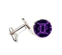 Cufflinks, Gemini Symbol Star Line Cyber Neon Pray Luck Friend Gift, Versatile Twelve Zodiac Signs, Personalized Cuff Buckle, Shirt Accessory Gift For Father Husband Party Wedding Prom