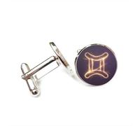 Cufflinks, Gemini Totem Star Fresh Particle Flow Luck Friend Gift, Versatile Twelve Zodiac Signs, Personalized Cuff Buckle, Shirt Accessory Gift For Father Husband Party Wedding Prom