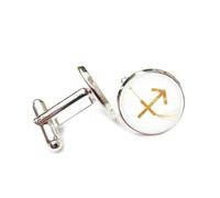 Cufflinks, Gold Arrow Pattern Particle Flow, Sagittarius Twelve Zodiac Signs, Personalized Cuff Buckle, Shirt Accessory Gift For Accountant Boss Business Wedding Prom Formal Occasion