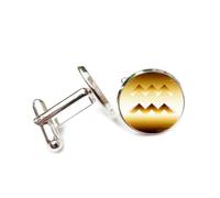 Cufflinks, Gold Gradual Change Fault Art Style, Aquarius Twelve Zodiac Signs, Personalized Cuff Buckle, Shirt Accessory Gift For Accountant Boss Business Wedding Prom Formal Occasion
