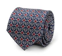 Cufflinks Inc. Superman Shield Motif Grey Silk Tie - Men's 100% Silk Necktie - DC Comics Design - 3" Wide x 59" Long