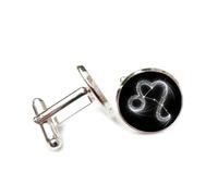 Cufflinks, Leo Abstract Symbol Gray Tail Effect Particle Flow, Leo Twelve Zodiac Signs, Personalized Cuff Buckle, Shirt Accessory Gift For Accountant Boss Business Wedding Prom Formal Occasion