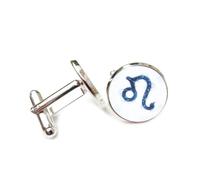 Cufflinks, Leo Abstract Totem Blue Quantum Entanglement, Leo Twelve Zodiac Signs, Personalized Cuff Buckle, Shirt Accessory Gift For Accountant Boss Business Wedding Prom Formal Occasion