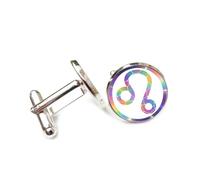 Cufflinks, Leo Abstract Totem Scattering Spectral Diffraction, Leo Twelve Zodiac Signs, Personalized Cuff Buckle, Shirt Accessory Gift For Accountant Boss Business Wedding Prom Formal Occasion