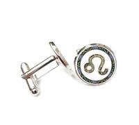 Cufflinks, Leo Symbol Pattern Chip Circuit Board Style, Leo Twelve Zodiac Signs, Personalized Cuff Buckle, Shirt Accessory Gift For Accountant Boss Business Wedding Prom Formal Occasion