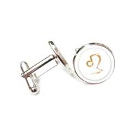 Cufflinks, Leo Symbol Totem Gold Tail Effect Particle Flow, Leo Twelve Zodiac Signs, Personalized Cuff Buckle, Shirt Accessory Gift For Accountant Boss Business Wedding Prom Formal Occasion