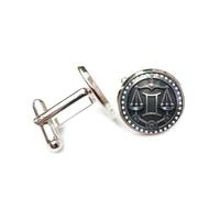 Cufflinks, Libra Balance Scale Gear Pattern Heavy Metal Style, Libra Twelve Zodiac Signs, Cuff Buckle, Shirt Accessory Gift For Accountant Boss Business Wedding Prom Formal Occasion