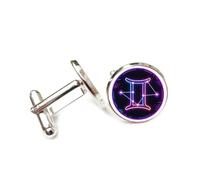 Cufflinks, Libra Symbol Star Fashion Techiness Cyber Neon, Libra Twelve Zodiac Signs, Cuff Buckle, Shirt Accessory Gift For Accountant Boss Business Wedding Prom Formal Occasion