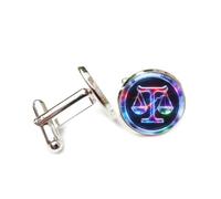 Cufflinks, Lightning Balance Scale Rainbow Fashion Energy Crystal, Libra Twelve Zodiac Signs, Cuff Buckle, Shirt Accessory Gift For Accountant Boss Business Wedding Prom Formal Occasion
