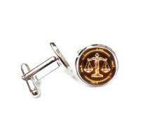 Cufflinks, Lightning Libra Balance Scale Energy Crystal Style, Twelve Zodiac Signs, Cuff Buckle, Shirt Accessory Gift For Accountant Boss Business Wedding Prom Formal Occasion