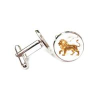 Cufflinks, Lion Totem Gold Art Tail Effect Particle Flow, Leo Twelve Zodiac Signs, Personalized Cuff Buckle, Shirt Accessory Gift For Accountant Boss Business Wedding Prom Formal Occasion