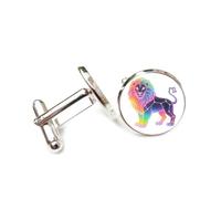 Cufflinks, Lion Totem Scattering Effect Spectral Diffraction, Leo Twelve Zodiac Signs, Personalized Cuff Buckle, Shirt Accessory Gift For Accountant Boss Business Wedding Prom Formal Occasion