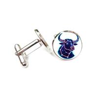 Cufflinks, Lucky Cattle Head Totem Space Cyber Neon, Taurus Twelve Zodiac Signs, Personalized Luck Cuff Buckle, Shirt Accessory Gift For Accountant Boss Business Wedding Prom