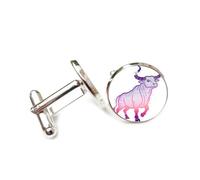 Cufflinks, Lucky Cattle Totem Gradient Lines Fault Art Style, Taurus Twelve Zodiac Signs, Personalized Luck Cuff Buckle, Shirt Accessory Gift For Accountant Boss Business Wedding Prom