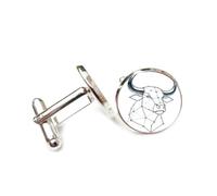 Cufflinks, Lucky Cattle Totem Metal Stripe Star Topology, Taurus Twelve Zodiac Signs, Personalized Luck Cuff Buckle, Shirt Accessory Gift For Accountant Boss Business Wedding Prom
