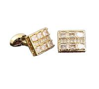 Cufflinks Luxury French Cufflink For Mens Business Shirt Decoration Crystal Buttons(Gold white)